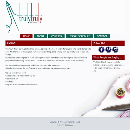 web design for sewing schools cape town and johannesburg